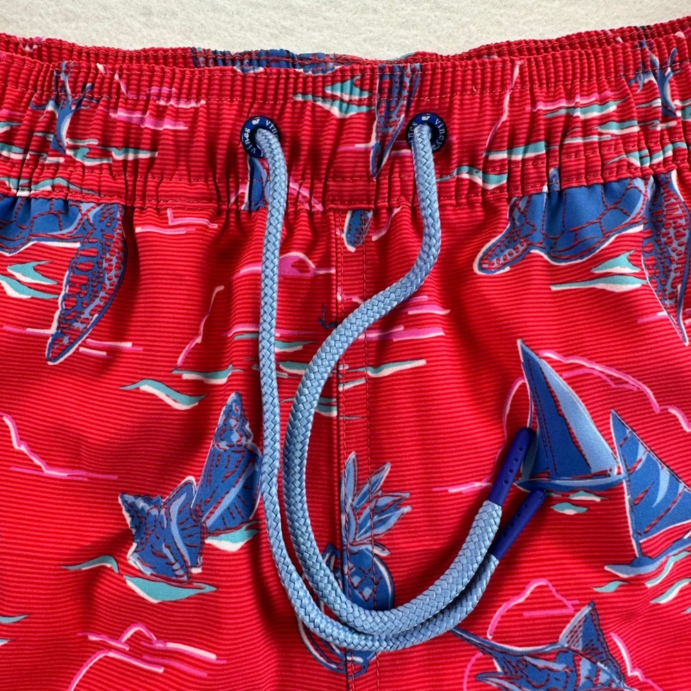 Vineyard Vines Mens XS Chappy Trunks Icons Sailors Red Nautical Swim Shorts NEW - Picture 7 of 16